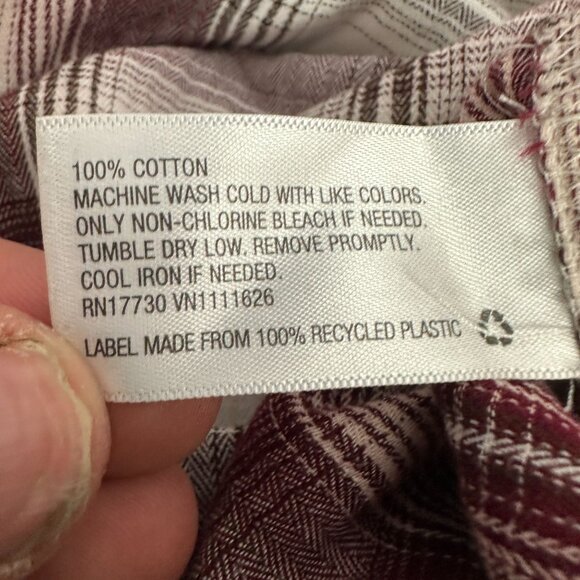 Ava & Viv Burgundy White Plaid Button Down Shirt Plus Size 3X Long Sleeve - Picture 5 of 5